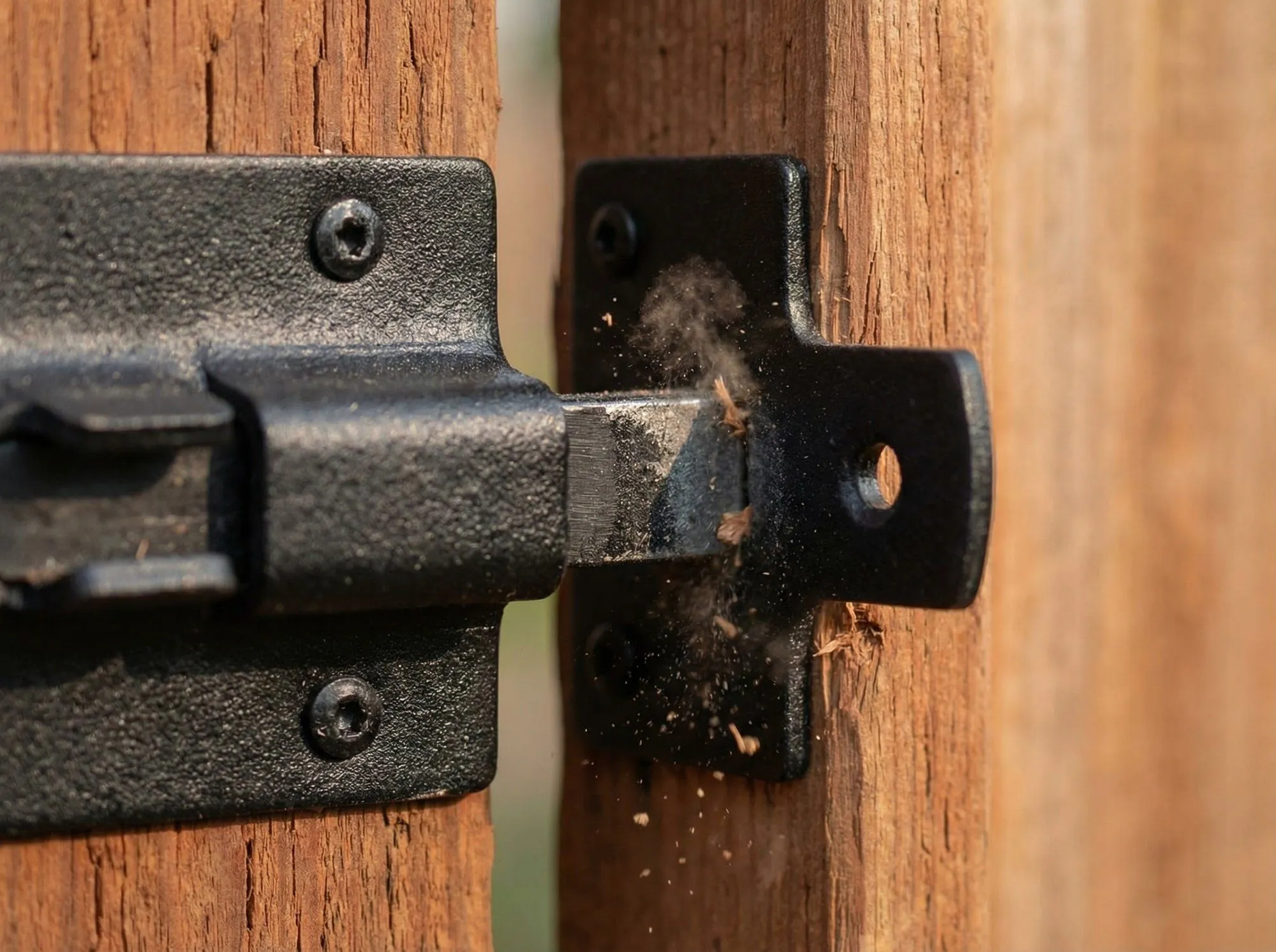 Gate hardware and hinge installation detail