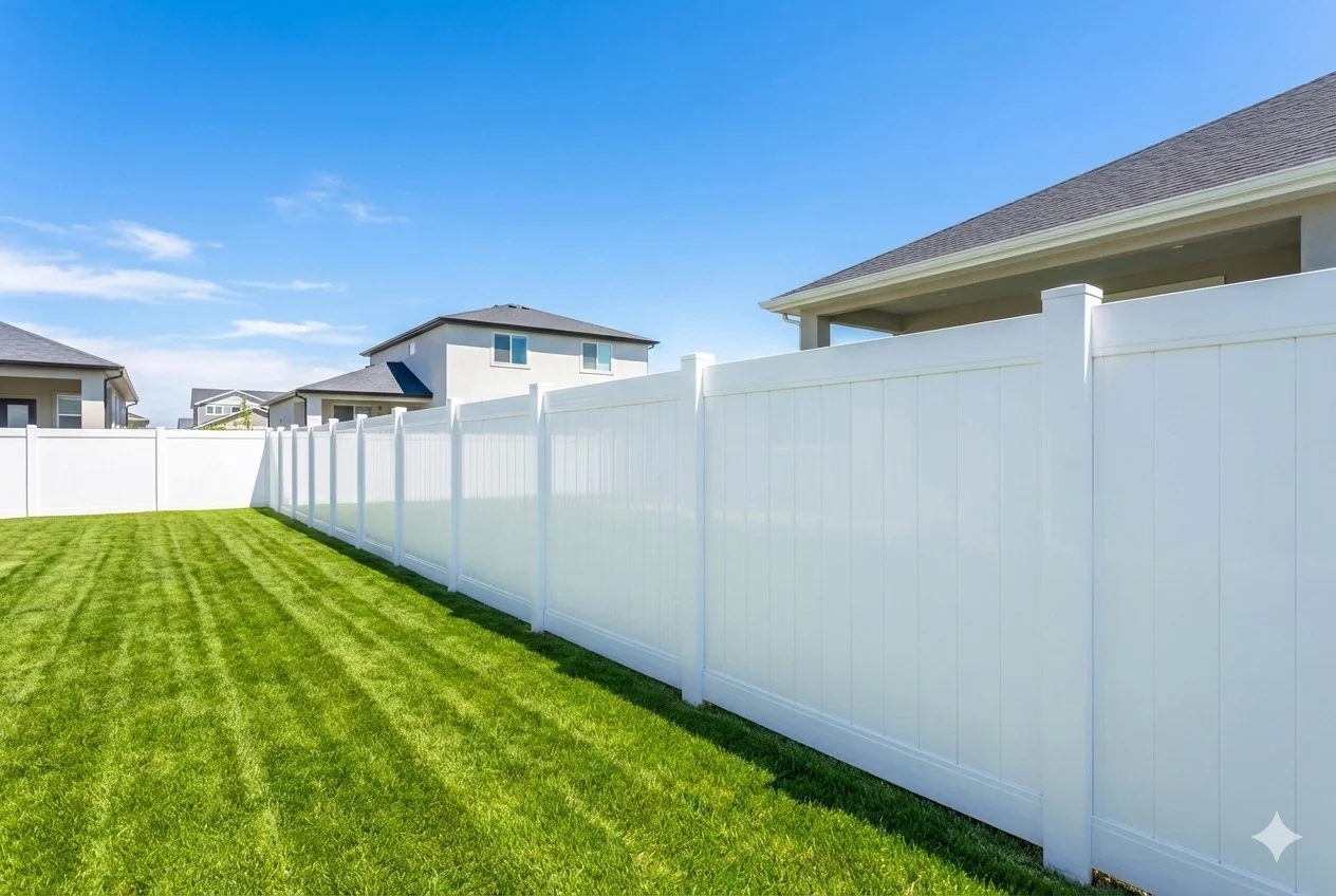 White vinyl privacy fence
